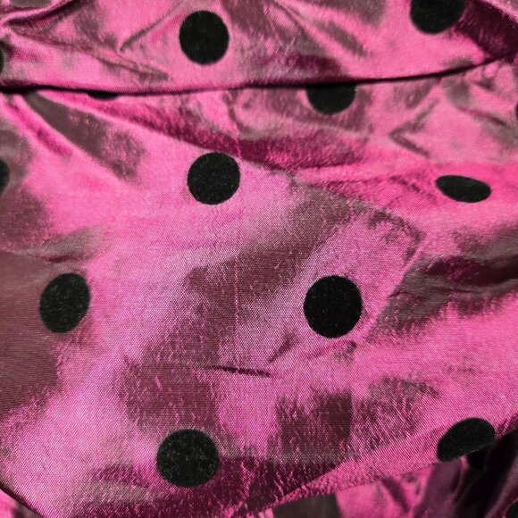 Y2K Mini Bubble Dress size S Formal Prom Party Black Purple Polka Dot Satin - Picture 3 of 9